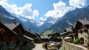 Charming Life in Mountain Village – free AI stock image