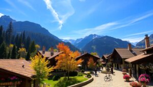 Charming Mountain Village in Autumn – free AI stock image
