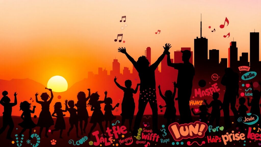City Celebration in Stencil Style – free AI stock image