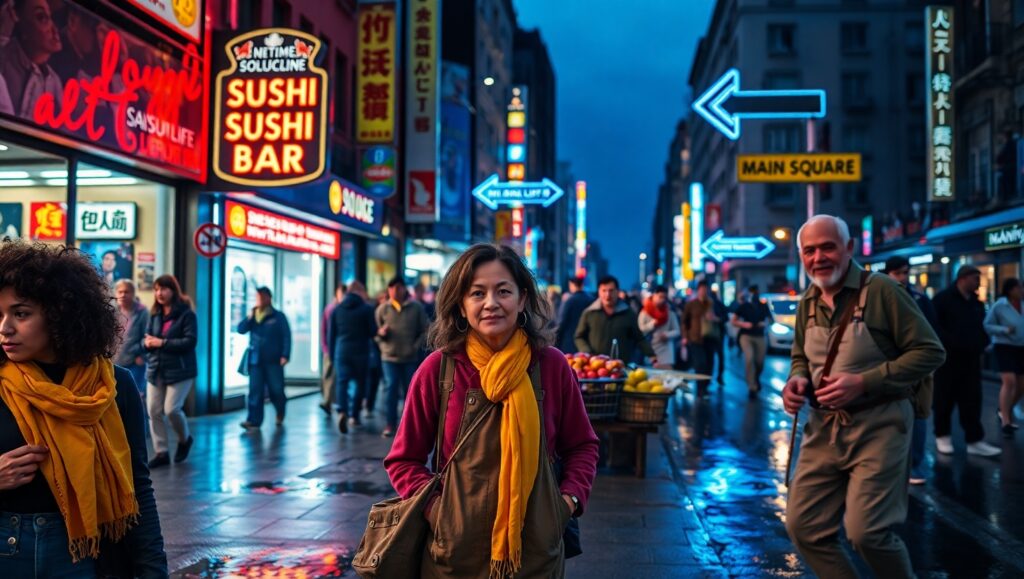 City Life at Dusk hrV – free AI stock image