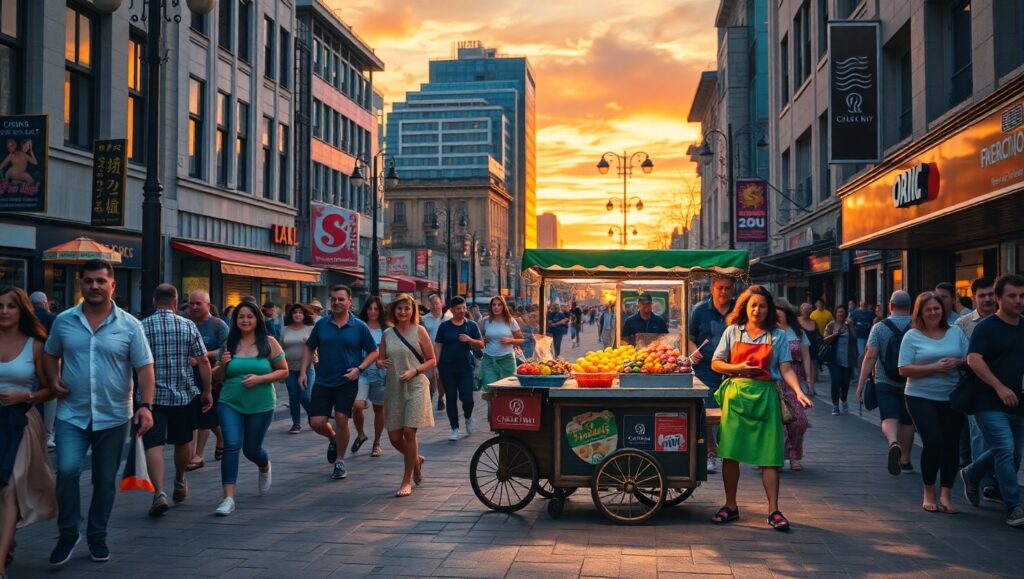 City Life at Dusk – free AI stock image