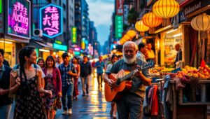 City Life at Dusk – free AI stock image