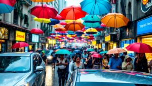 City Life in the Rainstorm – free AI stock image