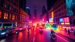 City Life in Thermal Vision mCr – free AI stock image