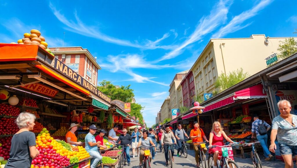 City Market Bustle from Above – free AI stock image
