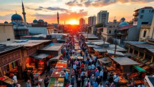 City Market Vibrance from Above – free AI stock image