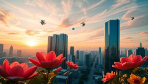 City Meets Nature in Surreal Harmony – free AI stock image