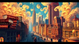 City of Books and Ink Clouds – free AI stock image