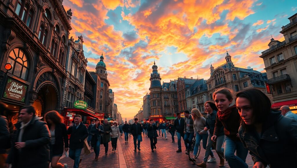 City of Emotions in Dusk Lights – free AI stock image