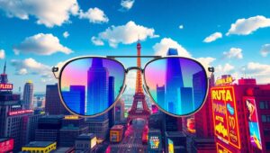 City Reflected in Colorful Shades – free AI stock image