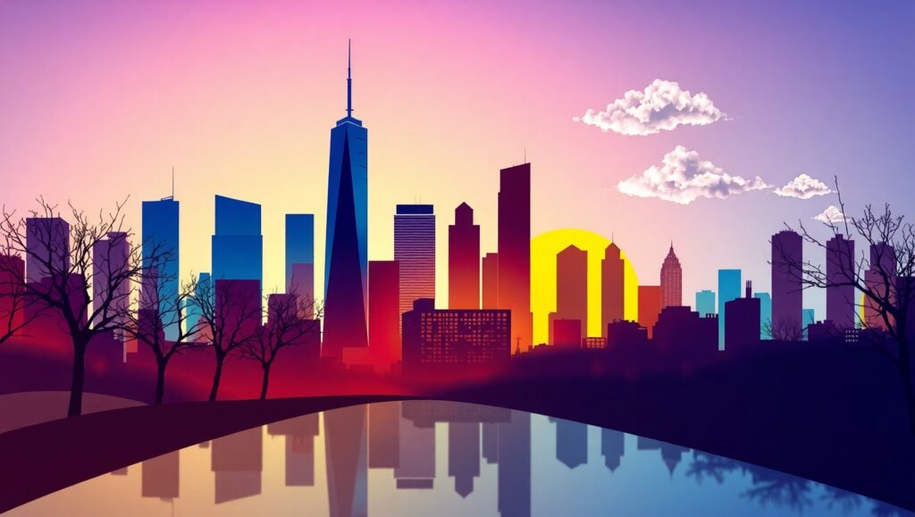 City Skyline in Negative Space – free AI stock image