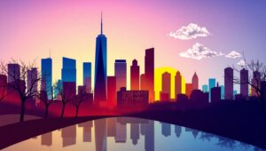 City Skyline in Negative Space – free AI stock image