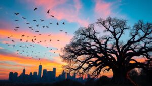City Skyline Silhouette at Dusk – free AI stock image
