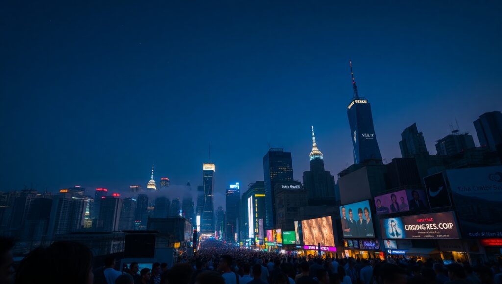 City Skyline Transition from Day to Night – free AI stock image