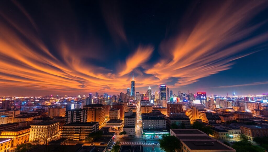 City Skyline Transitions Through Time – free AI stock image