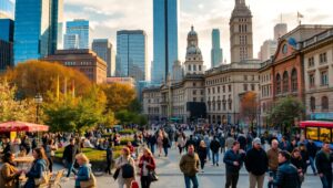 City Square Through the Seasons – free AI stock image