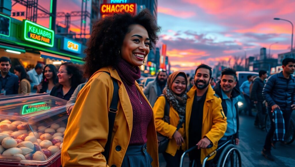 City Street Reflections at Dusk – free AI stock image