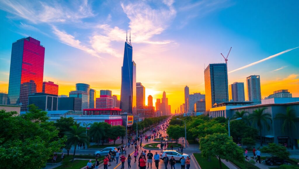 City Sunset with Urban Nature Fusion – free AI stock image