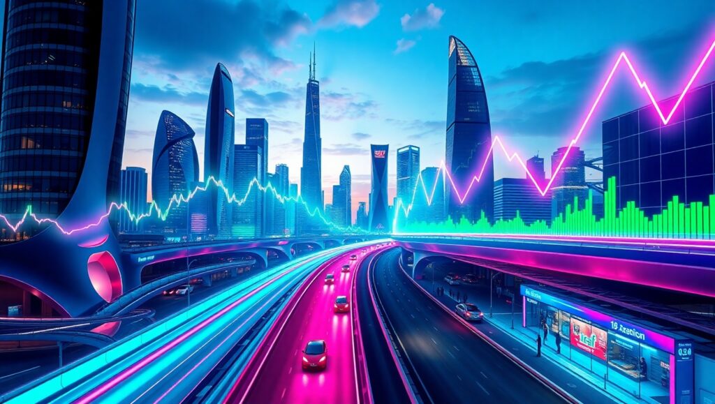 Cityscape of Economic Trends – free AI stock image