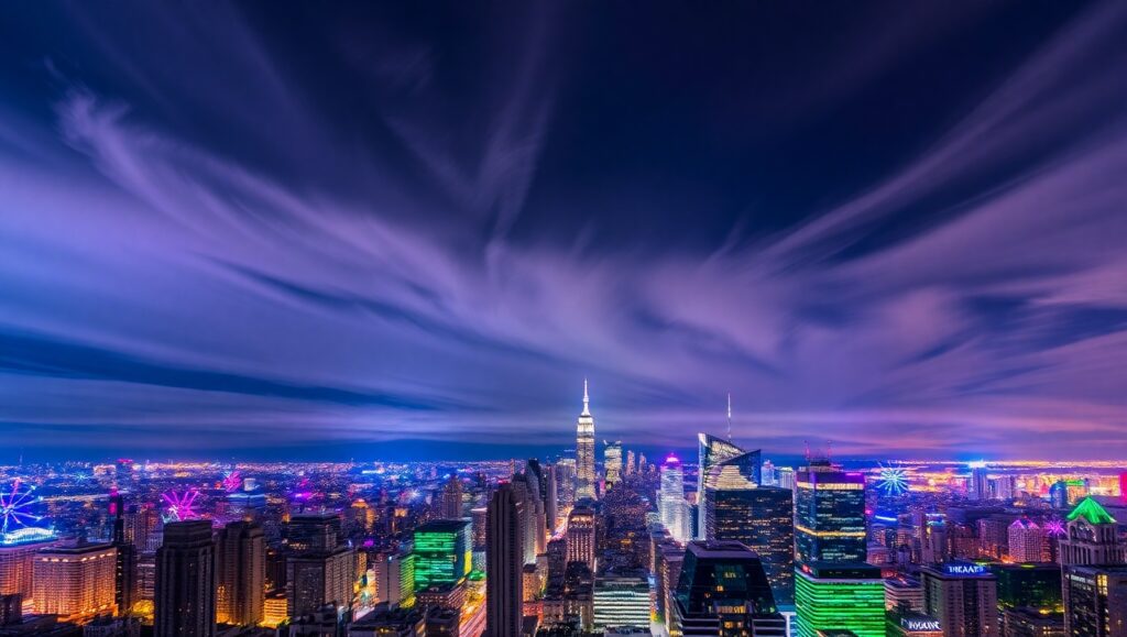 Cityscape Transformation: Day to Night – free AI stock image