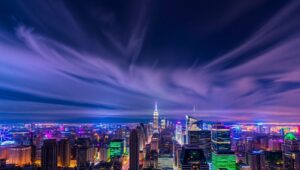 Cityscape Transformation: Day to Night – free AI stock image