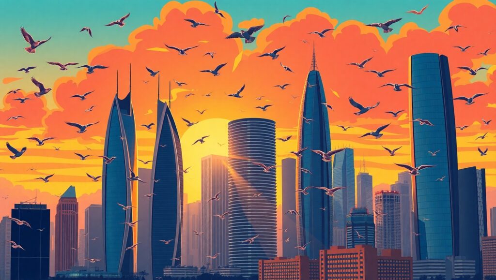 Cityscape Vibes at Sunset – free AI stock image