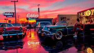 Classic Diner at Sunset – free AI stock image