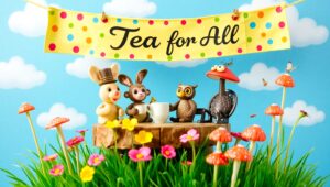 Clay Animals at a Tea Party – free AI stock image
