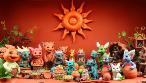 Clay Marketplace of Joyful Creatures – free AI stock image