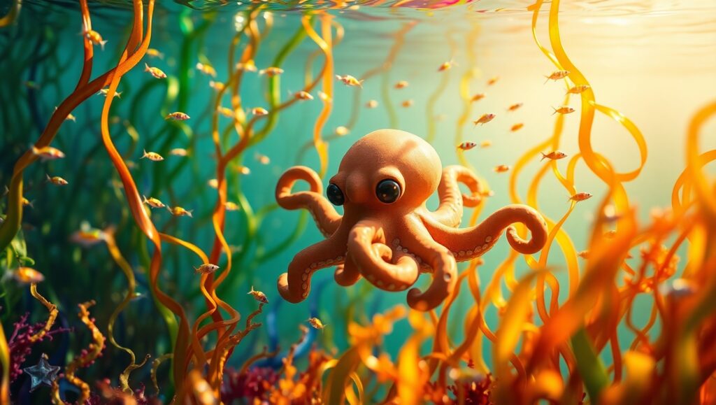 Clay Octopus in Underwater Symphony – free AI stock image