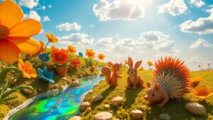 Clay Wonderland with Playful Creatures – free AI stock image