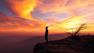 Cliffside Silhouette at Dusk – free AI stock image
