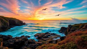 Coastal Serenity at Dusk – free AI stock image