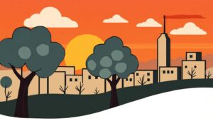 Colorful Abstract Cityscape at Dusk – free AI stock image