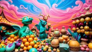 Colorful Clay Market Adventure – free AI stock image