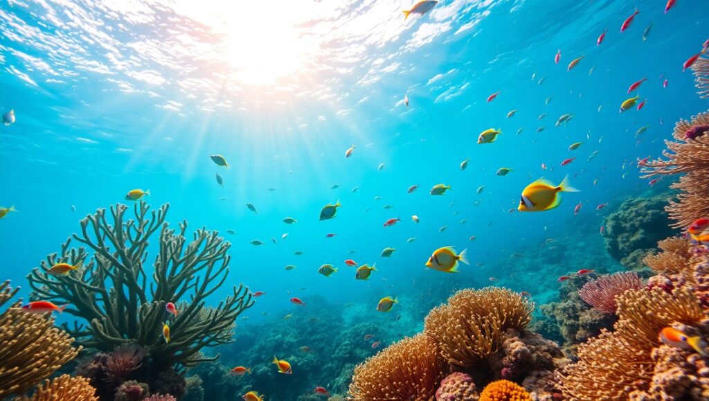 Colorful Coral Reef Wonders Beneath Waves – free AI stock image
