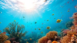 Colorful Coral Reef Wonders Beneath Waves – free AI stock image