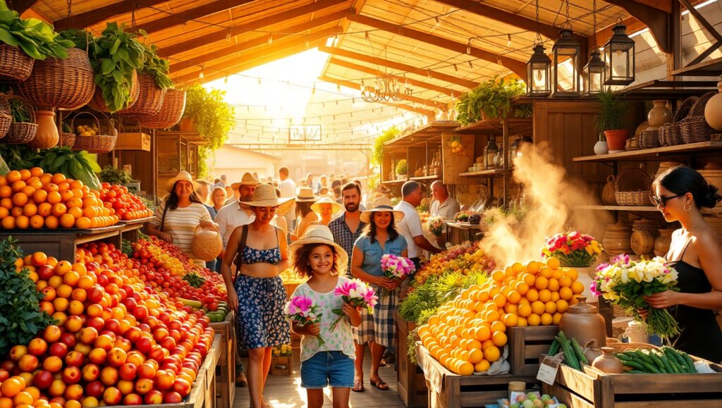Colorful Day at the Farmers Market – free AI stock image
