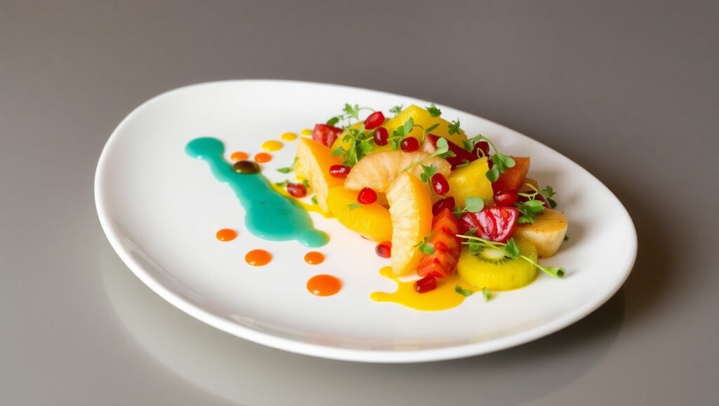 Colorful Gourmet Fusion Plate – free AI stock image