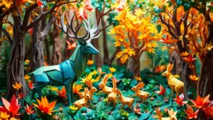 Colorful Origami Forest Wonders – free AI stock image