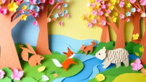 Colorful Paper Forest Adventure – free AI stock image