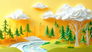 Colorful Papercraft Forest Adventure NEX – free AI stock image