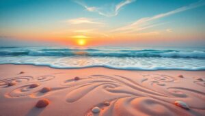 Colorful Sand Art Beach Scene – free AI stock image
