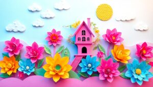 Colorful Treehouse in Papercraft Style – free AI stock image