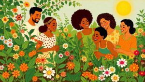 Community Garden in Fresco Style – free AI stock image