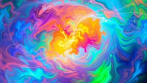 Cosmic Circle of Energetic Colors – free AI stock image