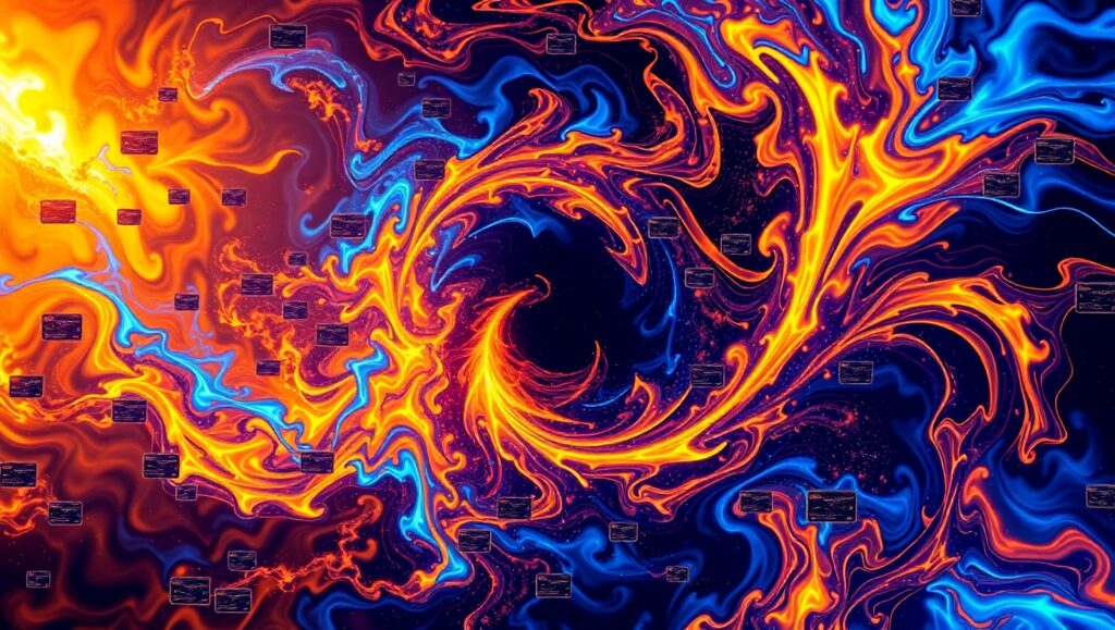 Cosmic Dance of Geometric Colors – free AI stock image