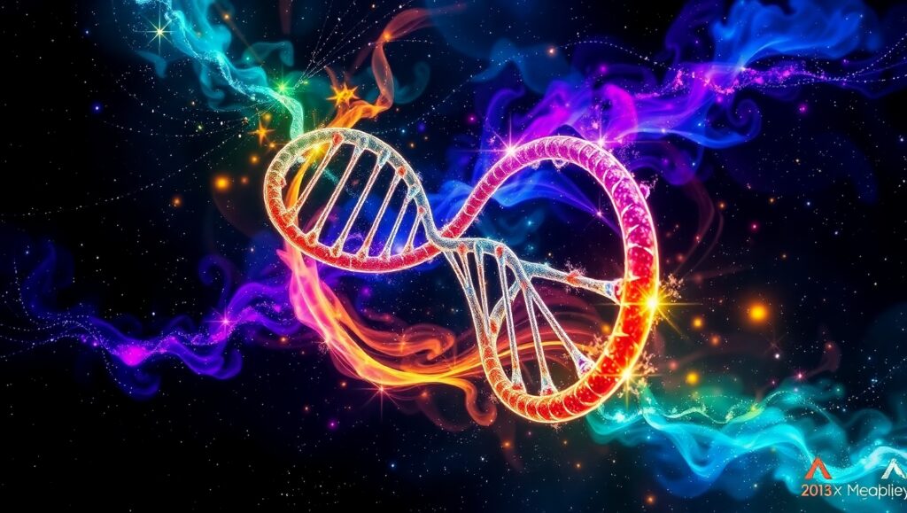 Cosmic DNA: A Vibrant Journey – free AI stock image