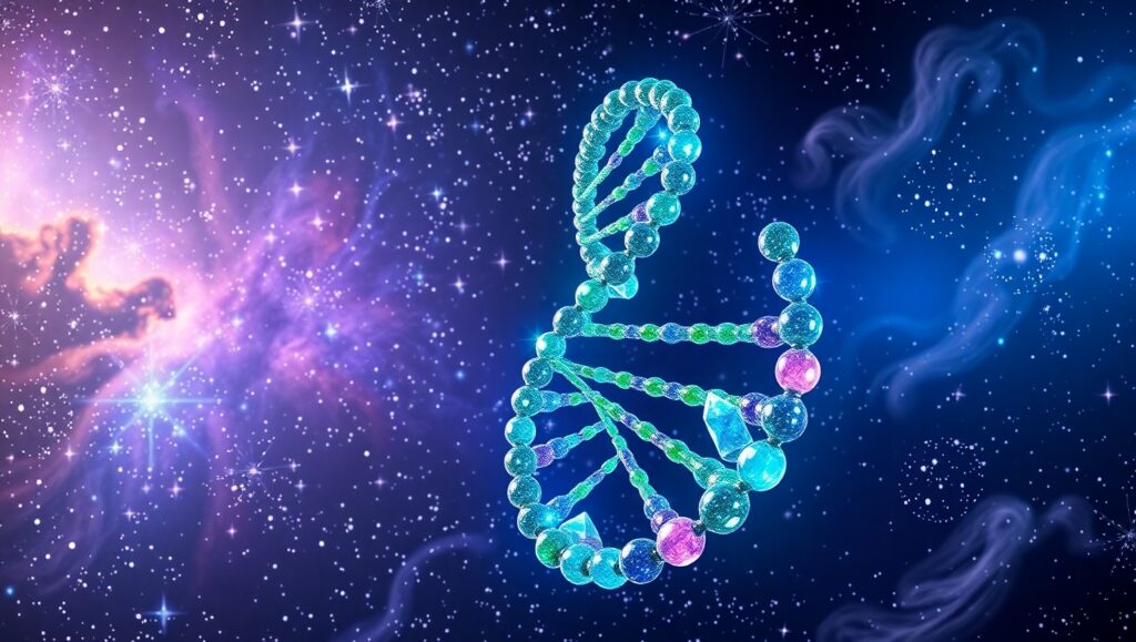 Cosmic DNA Crystal Structure – free AI stock image