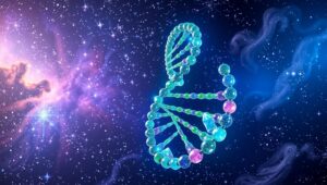 Cosmic DNA Crystal Structure – free AI stock image